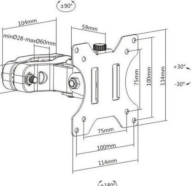 Alt view image 4 of 4 - Amer Mounts Pivot Pole Mount Monitor Arm, mount to a 28~60mm (1.1"-2.4") diameter pole - Supports Display Size 17"- 32" PM100
