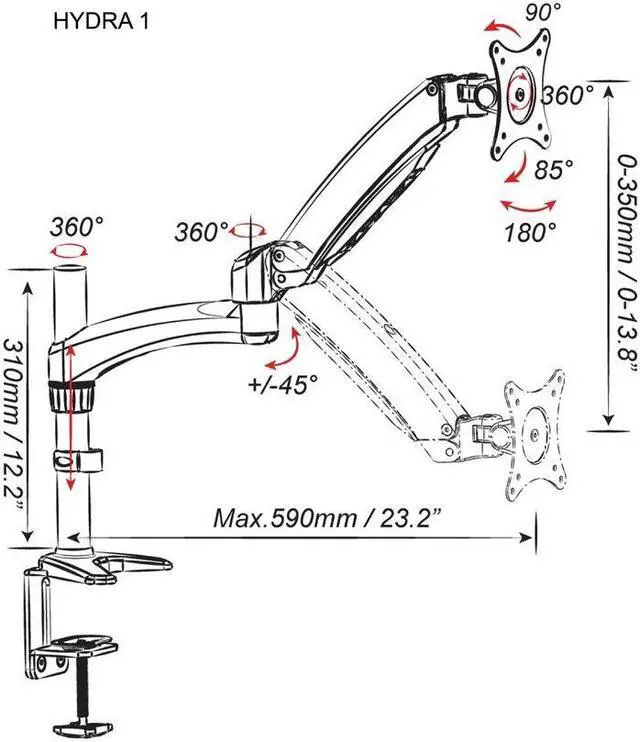 Alt view image 10 of 10 - Amer Networks Single Monitor Mount With Articulating Arm