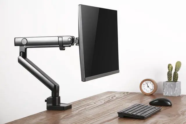 Alt view image 2 of 8 - Amer Mounts Single Articulating Heavy Duty Spring Monitor Arm For 15"-40" Monitors 12kg Max Weight - Clamp and Grommet Base Installation Included - HYDRA1B