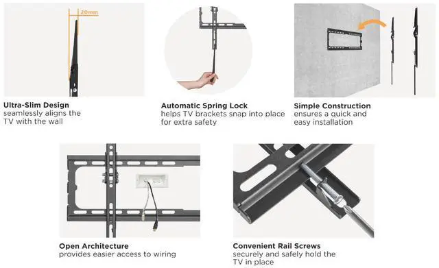 Alt view image 2 of 4 - Amer Mounts TV Wall Mount Bracket for 32"-70" Display up to 400x400 VESA Max. Weight Support 99 lbs - EZW4045T
