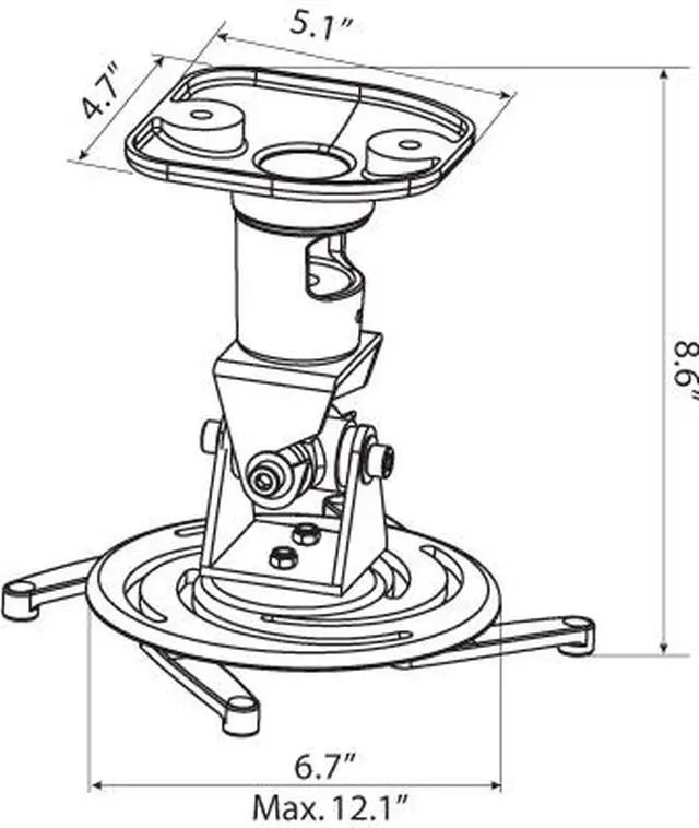 Main image of Amer Mounts Universal Celing Projector Mount Supports Up To 30 lbs - Silver
