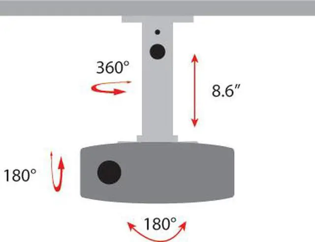 Alt view image 2 of 10 - Amer Mounts Universal Celing Projector Mount Supports Up To 30 lbs - Silver