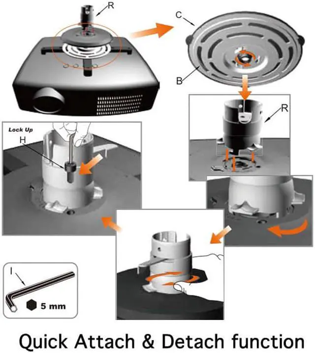 Alt view image 3 of 3 - Amer Standard Ceiling Projector Mount. Supports up to 33 lbs and 325mm mounting patterns