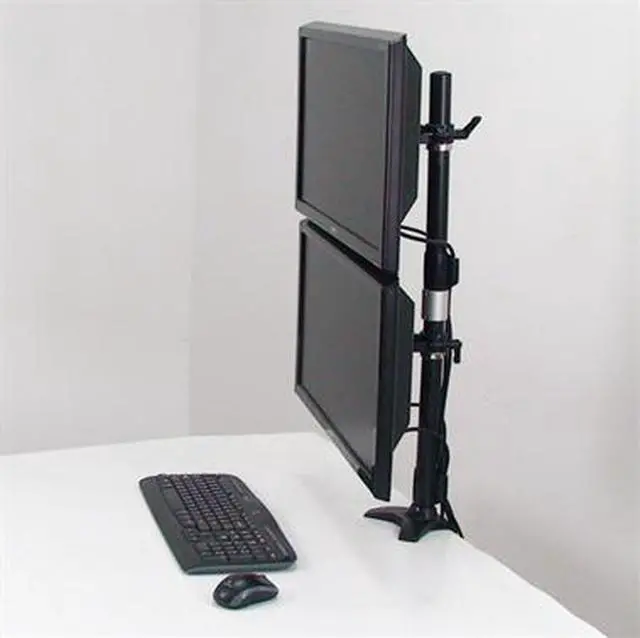 Alt view image 3 of 7 - Amer Mounts Clamp Based Vertical Dual Monitor Mount For Two 15"-24" Lcd/Led Flat Panels