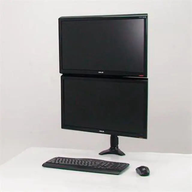 Alt view image 2 of 7 - Amer Mounts Clamp Based Vertical Dual Monitor Mount For Two 15"-24" Lcd/Led Flat Panels