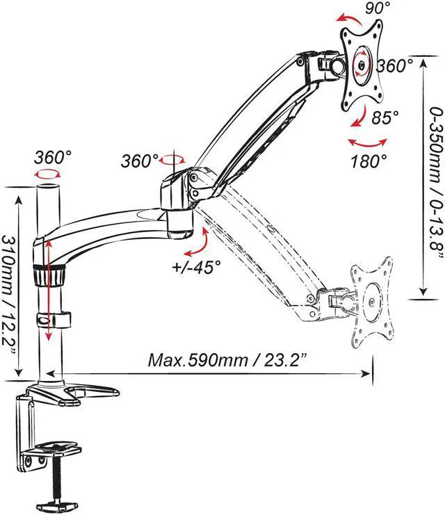 Alt view image 2 of 8 - Amer Mounts ARTICULATING SINGLE-HEAD MNT