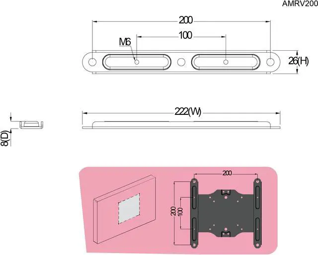 Alt view image 2 of 4 - Monitor Mount adapter from 100mm to 200mm. Expand a 100x100mm mounting pattern on a monitor to 200x200mm, 200x100 or 100x200.
