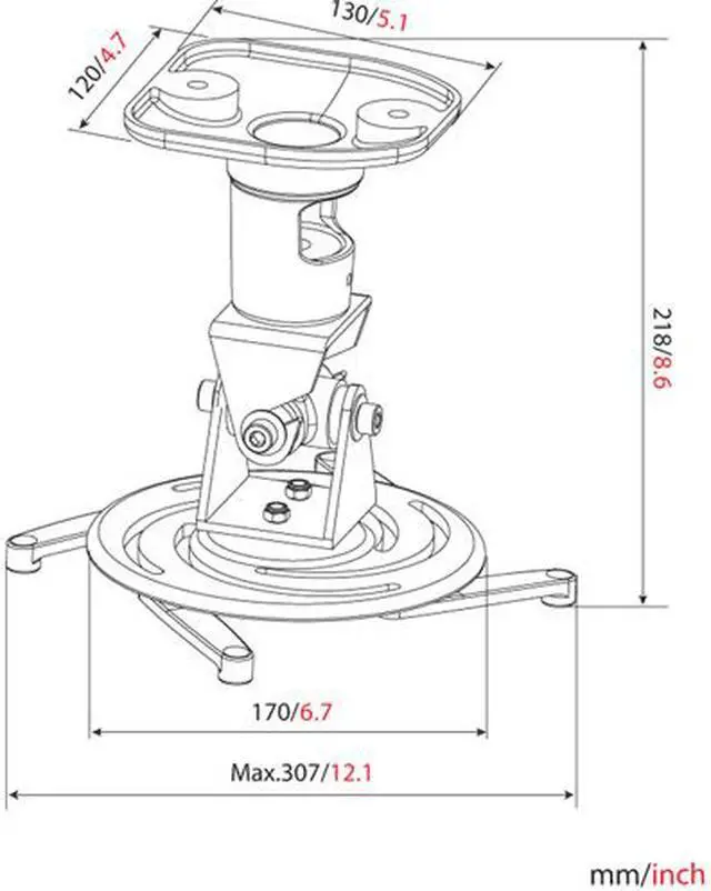 Alt view image 2 of 11 - AMER NETWORKS AMRP100B UNIVERSAL PROJECTOR MOUNT BLACK