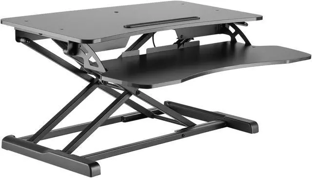 Main image of Amer Mounts EZRiser30 Height Adjustable Sit/Stand Desk Computer Riser, 30" wide with Keyboard Tray - Black Finish