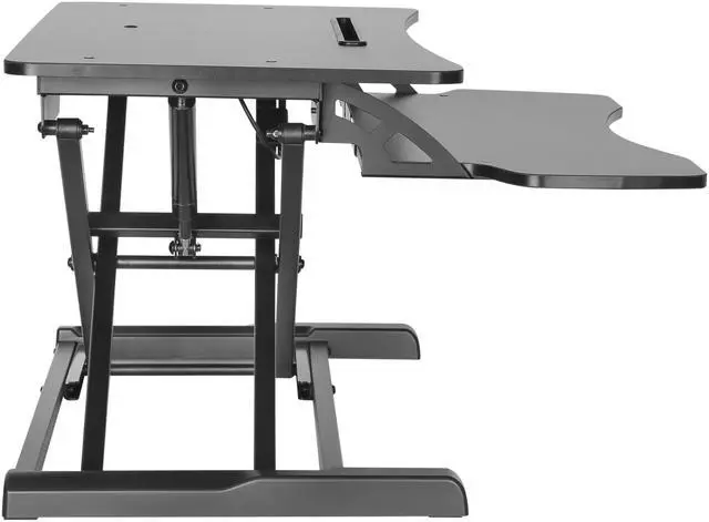 Alt view image 2 of 9 - Amer Mounts EZRiser30 Height Adjustable Sit/Stand Desk Computer Riser, 30" wide with Keyboard Tray - Black Finish