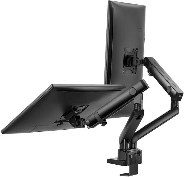 Alt view image 2 of 4 - Amer Mounts Dual Articulating Spring Monitor Arm For 15"-35" Monitors 12kg Max Weight per Screen - Clamp and Grommet Base Mount Support - HYDRA2B