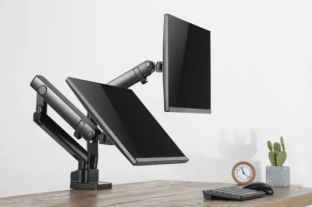 Alt view image 3 of 4 - Amer Mounts Dual Articulating Spring Monitor Arm For 15"-35" Monitors 12kg Max Weight per Screen - Clamp and Grommet Base Mount Support - HYDRA2B
