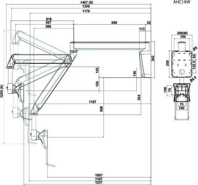 Alt view image 2 of 2 - Amer Mounts AHC1AW | Wall Mount Articulating Arm for Healthcare and Medical Offices| Supports 15"-24" Monitors