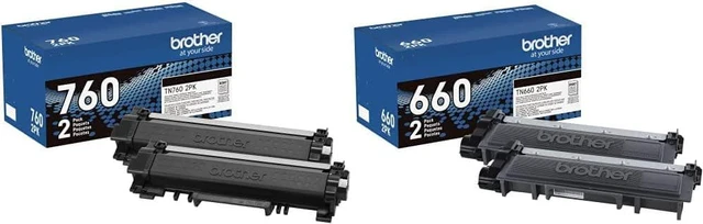 Main image of Brother Genuine High-Yield Black Toner Cartridge Twin Pack TN760 2Pk & Genuine High-Yield Black Toner Cartridge Twin Pack TN660 2PK (TN6602PK)