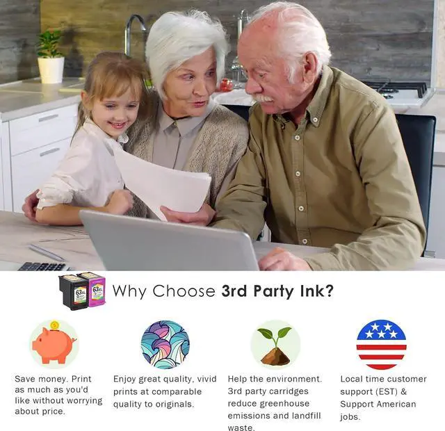 Alt view image 2 of 7 - Limeink Remanufactured Ink Cartridge Replacement  Ink 63 XL Ink Cartridges  63XL Combo Pack Printers Officejet 3830 Envy 4520 4650 5255 5200 5258 4655 Deskjet 1112 Inkjet (Black and Color)