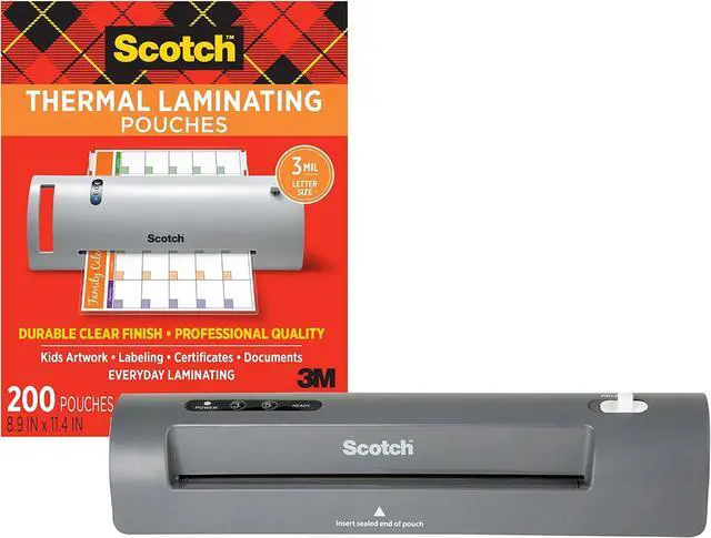 Main image of Thermal Laminator and Pouch Bundle, 2 Roller System, Laminate up to 9" Wide (TL901X) with Scotch Laminating Pouches, 200-Pack (TP3854-200)