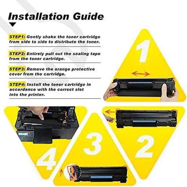 Alt view image 3 of 6 - v4ink 4PK Compatible 85A Toner Cartridge Replacement for HP 85A CE285A 36A CB436A 35A CB435A Canon 125 Toner for HP Pro P1006 P1102 P1102W P1109w MFP M1212nf M1217nfw MF3010 LBP6030 LBP6030W Printer