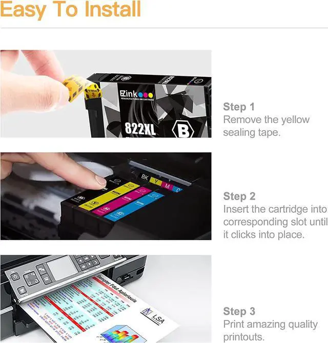Alt view image 6 of 7 - E-Z Ink(TM Remanufactured Ink Cartridge Replacement 822 822XL T822 T-822 to use with EPSON Workforce Pro WF-3820 WF-4820 WF-4830 WF-4833 WF-4834 Printer (2 Black)