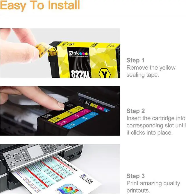 Alt view image 5 of 7 - E-Z Ink(TM Remanufactured Ink Cartridge Replacement  822 822XL T822 High Yield to use with EPSON Workforce Pro WF-3820 WF-4820 WF-4830 WF-4834 (3 Pack)