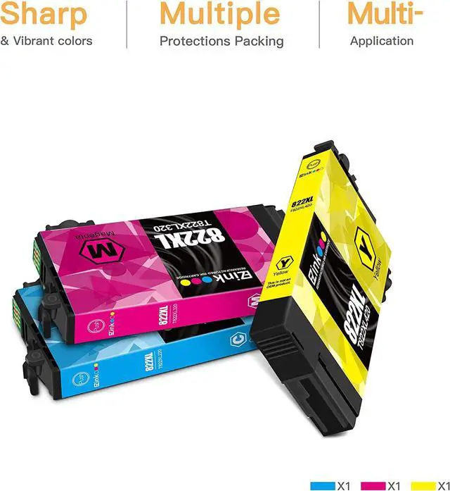 Alt view image 2 of 7 - E-Z Ink(TM Remanufactured Ink Cartridge Replacement  822 822XL T822 High Yield to use with EPSON Workforce Pro WF-3820 WF-4820 WF-4830 WF-4834 (3 Pack)