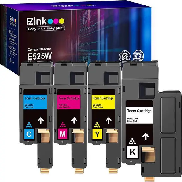 Main image of E-Z Ink (TM Compatible Toner Cartridge Replacement for Dell E525W E525 525w to use with E525w Wireless Color Printer for 593-BBJX 593-BBJU 593-BBJV 593-BBJW (Black Cyan Magenta Yellow, 4 Pack)