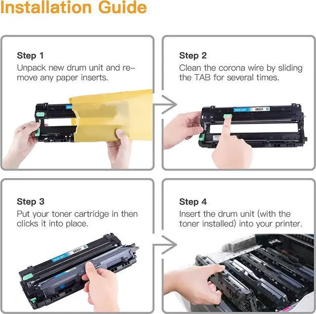Alt view image 3 of 6 - E-Z Ink (TM Remanufactured Drum Unit Replacement  DR221 DR-221 DR221CL to use with HL-3140CW HL-3170CDW MFC-9130CW MFC-9330CDW Printer Tray (1 Black, 1 Cyan, 1 Magenta, 1 Yellow) 4 Pack
