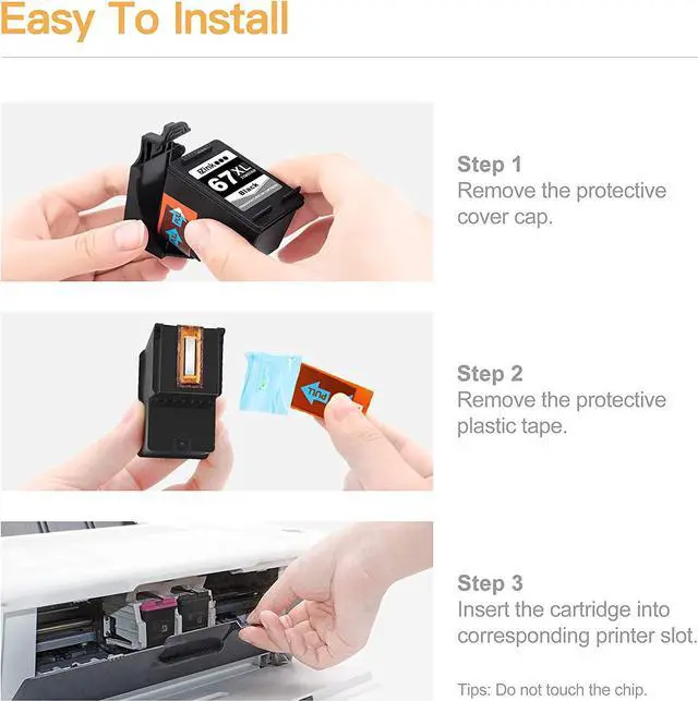 Alt view image 4 of 6 - E-Z Ink (TM) Ink Cartridge Replacement  67XL Black 67 XL for DeskJet 4133e 2755e 4155e 2722 2752 2752e Envy Pro 6455 6458 6475 Envy 6458e 6455e 6055e 6075 DeskJet Plus 4122 4132 4155 (2 Black)