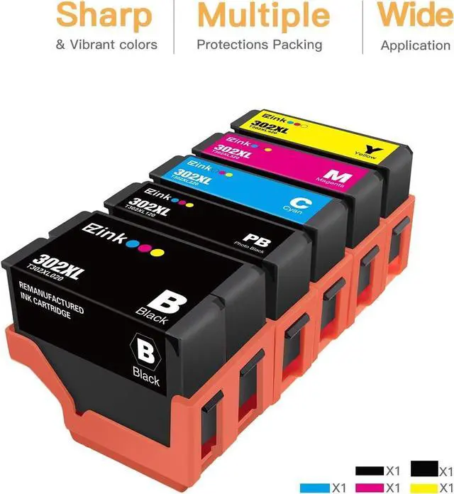 Alt view image 2 of 7 - E-Z Ink (TM Remanufactured Ink Cartridge Replacement  302XL 302 T302XL T302 to use with Expression Premium XP-6000 XP6000 XP-6100 Printer (5 Pack)