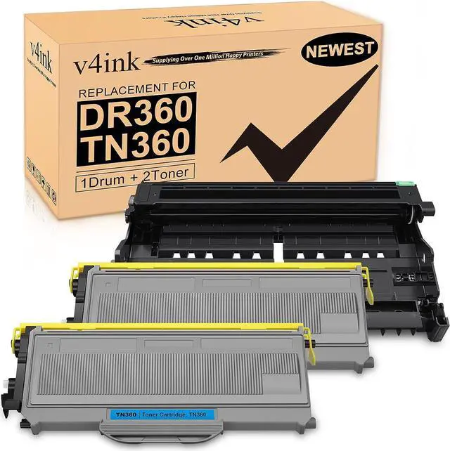 Main image of v4ink Compatible Drum+Toner Replacement  DR360 TN360 (1Drum + 2Toner) Work with DCP7030 DCP7040 DCP7045 HL2120 HL2140 HL2150 HL2170 MFC7320 MFC7340 MFC7345 MFC7440 MFC7445 MFC7450 MFC7840
