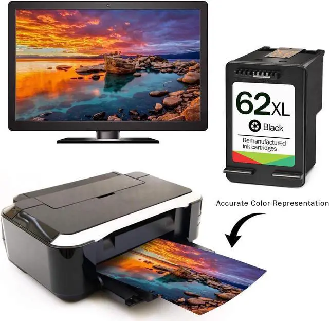 Alt view image 4 of 6 - Limeink Remanufactured Ink Cartridge Replacement  62xl Ink Cartridges Black  Ink 62 XL  Ink Cartridge  Envy 7640 Printer  Ink 62xl Black