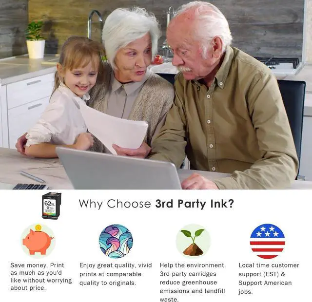 Alt view image 2 of 6 - Limeink Remanufactured Ink Cartridge Replacement  62xl Ink Cartridges Black  Ink 62 XL  Ink Cartridge  Envy 7640 Printer  Ink 62xl Black