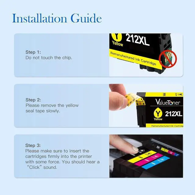 Alt view image 7 of 7 - Valuetoner 212XL 212 XL Remanufactured Ink Cartridge Replacement  212XL T212 XL to use with Epson XP-4100 XP-4105 Workforce WF-2830 WF-2850 Printer (1 Black, 1 Cyan, 1 Magenta, 1 Yellow)