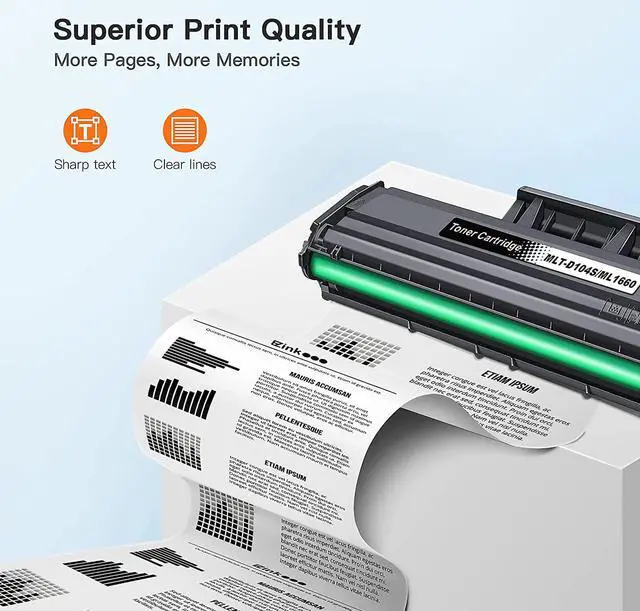 Alt view image 2 of 6 - E-Z Ink (TM Compatible Toner Cartridge Replacement for Samsung 104 104S MLT-D104S to use with ML-1660 ML-1661 ML-1667 ML-1665 ML-1675 ML-1666 ML-1865 ML-1865W SCX-3205W Printer (Black, 2 Pack)