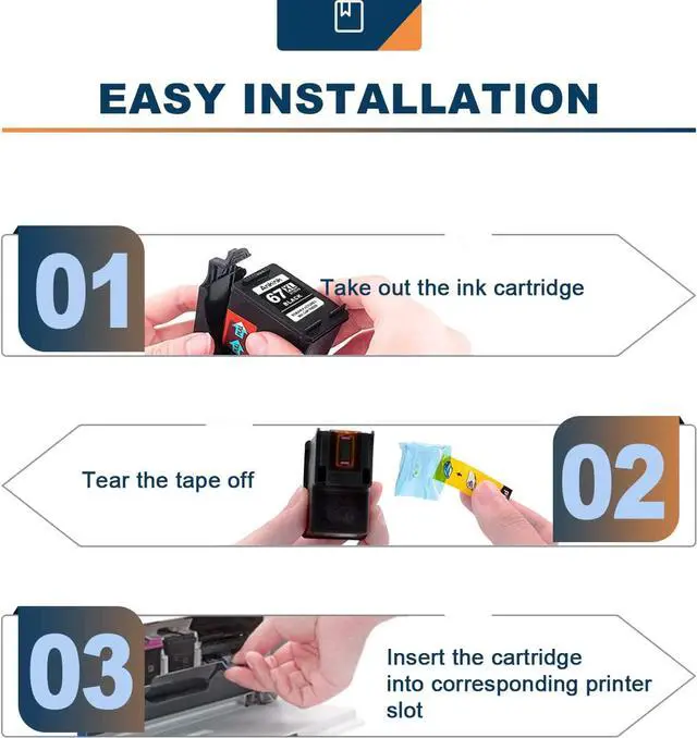 Alt view image 4 of 6 - Ankink 67XL Ink Cartridge Black Replacement  Ink 67 XL HP67 Combo Deskjet 2700 2700e 2752 2752e 2742e 2755 2755e 4100 4100e 4152e 4155 4155e Envy 6000 6055e 6055 6400 6455e Printer HP67XL Blk