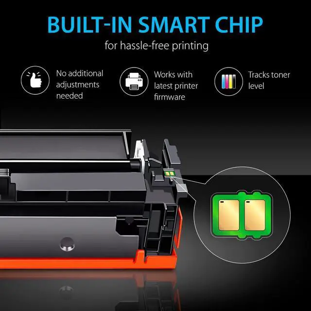 Alt view image 3 of 6 - Smart Ink Compatible Toner Cartridge Replacement  414A 414 A with Built-in Chip (4 Pack) to use with Color Laserjet Pro MFP M479fdw M479fdn M479fdw M454dw M454dn (Black Cyan Magenta Yellow)