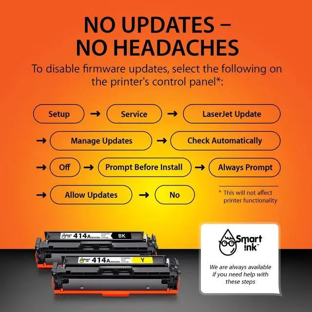 Alt view image 4 of 6 - Smart Ink Compatible Toner Cartridge Replacement  414A 414 A with Built-in Chip (4 Pack) to use with Color Laserjet Pro MFP M479fdw M479fdn M479fdw M454dw M454dn (Black Cyan Magenta Yellow)