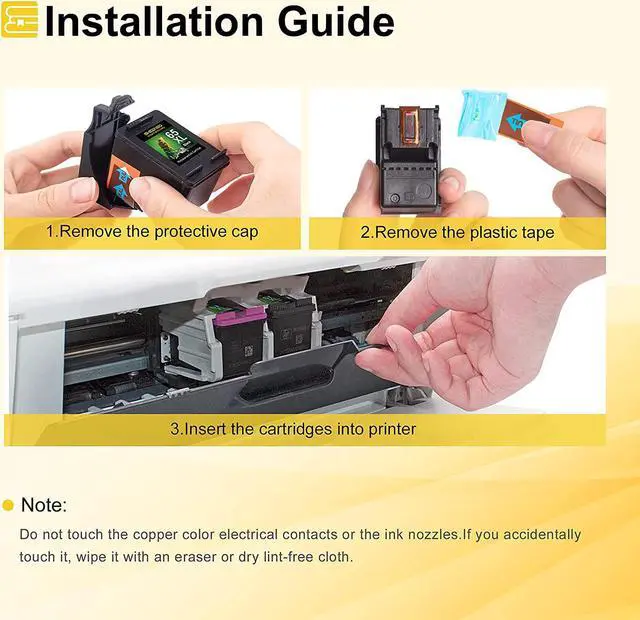 Alt view image 4 of 6 - 65XL Ink Cartridges Combo Pack Replacement  65 Ink 65XL High Yield Work with DeskJet 3772 3755 3722 3752 3700 2600, Envy 5055 5000 5070 5052 5014 Printer(1 Black, 1 Tri-Color) Remanufactured