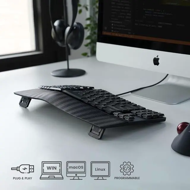 Alt view image 7 of 7 - Perixx PERIBOARD-335BL Wired Ergonomic Mechanical Compact Keyboard - Low-Profile Blue Clicky Switches - Programmable Feature with Macro Keys - Compatible with Windows and Mac OS X - US English