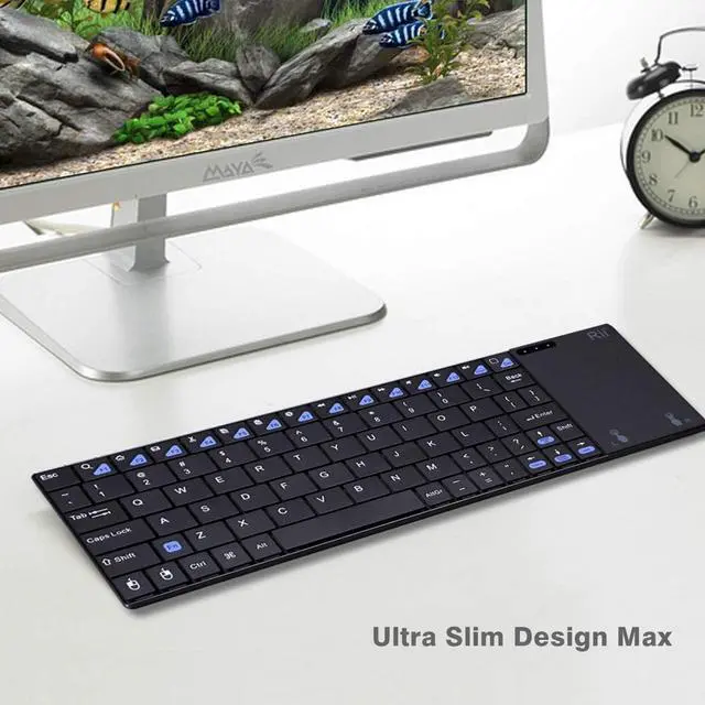 Alt view image 7 of 7 - Rii K12+ Mini Wireless Keyboard with Large Touchpad Mouse&Qwerty Keypad, Stainless Steel Portable Wireless Keyboard with USB Receiver for MacBook/iPad/Tablet/PC/Laptop/Smart TV/Raspberry Pi - Black