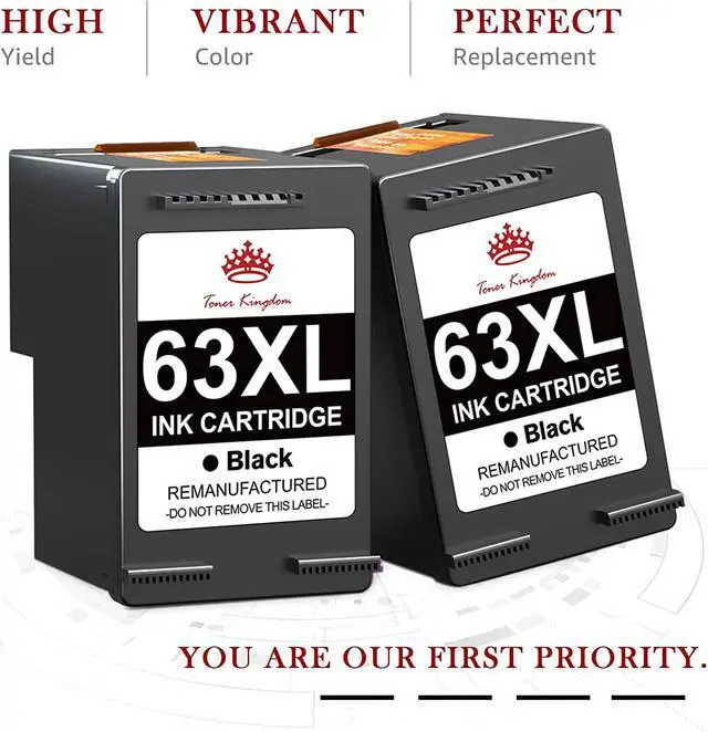 Alt view image 2 of 7 - Toner Kingdom Remanufactured Ink Cartridge Replacement for 63XL Black Ink Cartridge for Officejet 3830 4650 5255 3832 Envy 4520 4512 4516 Deskjet 1112 3630 3634 3639 2132 Ink Printer (2 Black)