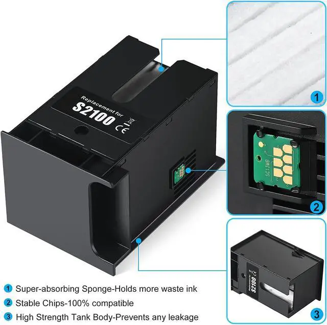 Alt view image 4 of 6 - Poschink F570 Maintenance Box (C13S210057/SC13MB/S2100) Replacement for Surecolor SC-F570 Pro / T3170 T3170M T3170X T5170 T5170M T2170 Printers - 2 Packs