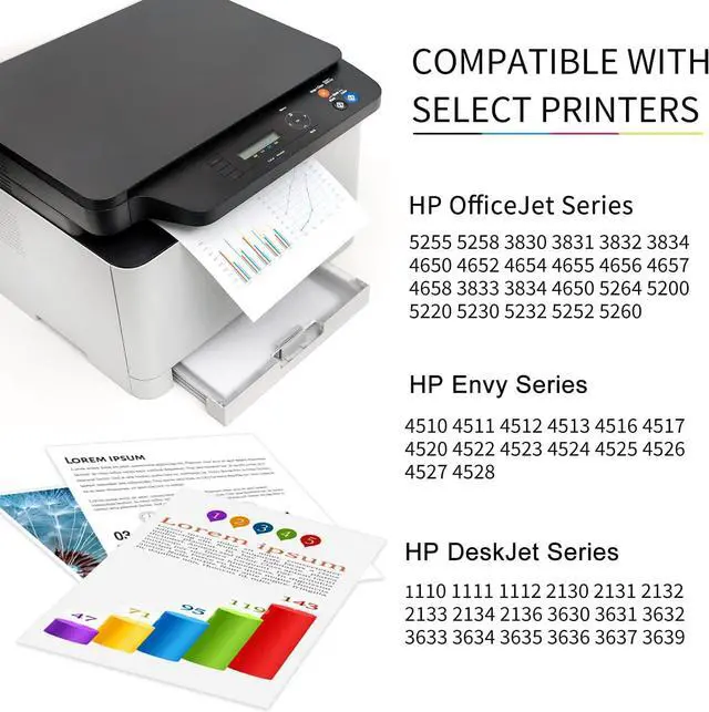 Alt view image 2 of 7 - Ubinki 63XL Ink Cartridge Black Color Combo 3-Pack Replacement  63 HP63XL 63xl HP63xl Ink for OfficeJet 3830 4650 4655 5200 5255 5258 Envy 4520 4512 4516 DeskJet 1112 1110 3630 3632 3634 Printer