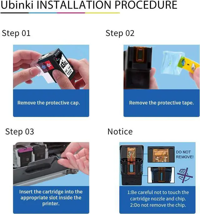 Alt view image 5 of 7 - Ubinki 63XL Ink Cartridge Black Color Combo 3-Pack Replacement  63 HP63XL 63xl HP63xl Ink for OfficeJet 3830 4650 4655 5200 5255 5258 Envy 4520 4512 4516 DeskJet 1112 1110 3630 3632 3634 Printer