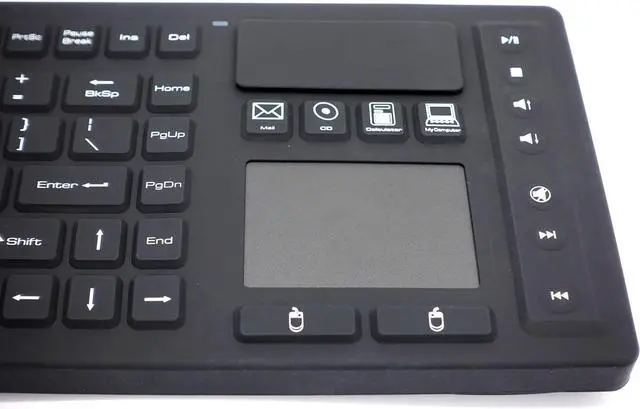 Alt view image 5 of 7 - DSI RF Wireless Keyboard with Touchpad IP67 Waterproof Silicone Black TBK104