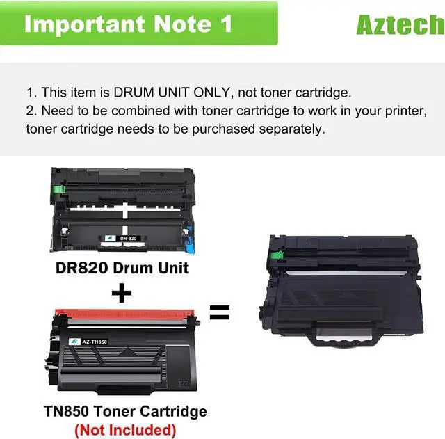 Alt view image 2 of 7 - Aztech Compatible Drum Unit Replacement for Brother DR820 DR-820 DR 820 for Brother HL-L6200DW MFC-L5850DW MFC-L5900DW MFC-L6700DW MFC-L5800DW HLL6200DW HL-L5200DW HLL5100DN Printer (Black, 2-Pack)