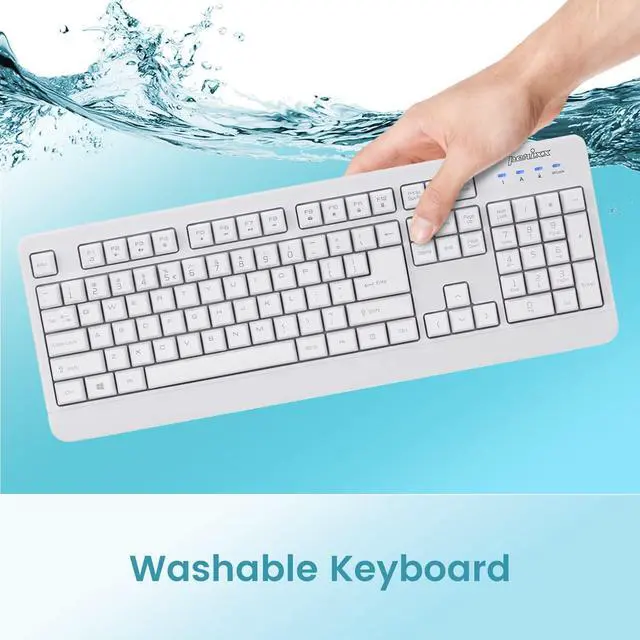 Alt view image 2 of 7 - Perixx PERIBOARD-517 Wired Washable USB Keyboard, Certified with IP 65 Level, White, US English Layout