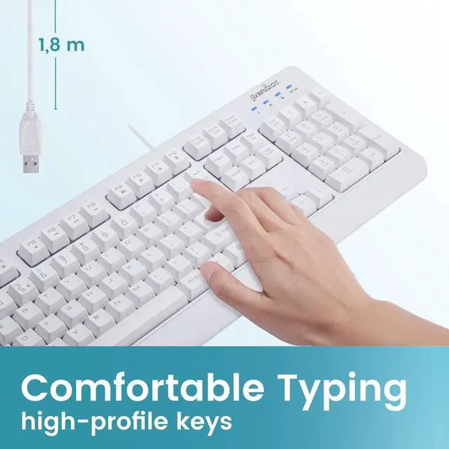 Alt view image 5 of 7 - Perixx PERIBOARD-517 Wired Washable USB Keyboard, Certified with IP 65 Level, White, US English Layout