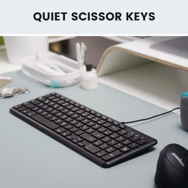 Alt view image 2 of 5 - Perixx PERIBOARD-213C Wired Silent USB-C Scissor Keyboard - 14.45x4.76x0.71 Inches Compact Design with Number Pad - Black - US English