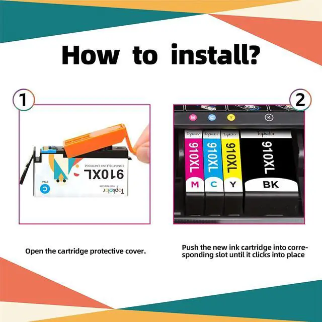 Alt view image 4 of 7 - Topkolor 910xl Ink Cartridges Replacement  910 XL Ink Cartridges Combo Pack Compatible with OfficeJet Pro 8020 8025 8028 8035 8030 8010 8015 8018 8022 Printer (2BK/1C/1M/1Y)