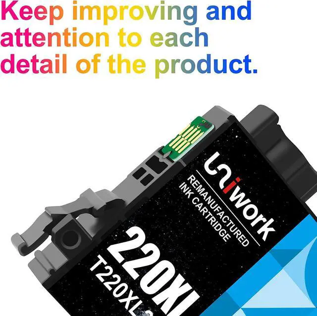 Alt view image 3 of 6 - Uniwork Remanufactured Ink Cartridge Replacement for Epson 220 XL 220XL T220XL use for Workforce WF-2750 WF-2760 WF-2630 WF-2650 WF-2660 XP-320 XP-420 Printer Tray (2 Black 1 Cyan 1 Magenta 1 Yellow)